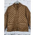 J. Crew Jackets & Coats | J. Crew Quilted Down Filled Zip-Front Snap Jacket Pockets Cognac Large | Color: Gold | Size: L