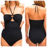 Kate Spade Swim | Kate Spade New York Black O Ring Cutout Bandeau One-Piece Swimsuit Size Small | Color: Black | Size: S