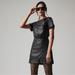 Anthropologie Dresses | Anthropologie Faux Leather Wrap Mini Dress Size 10p | Color: Black | Size: 10p