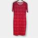 Lularoe Dresses | Lularoe Julia Dress - Medium - Red Pink Orange Form Fitting Comfy Sheath Dress | Color: Pink/Red | Size: M