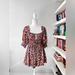 Free People Dresses | Free People Show Me Your Love Romper Floral Puff Sleeves Size Small | Color: Brown/Red | Size: S