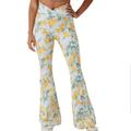 Free People Jeans | Free People Venice Beach High Rise Flare Pants Women's 26 Sky Blue / Yellow | Color: Blue/Yellow | Size: 26
