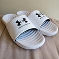 Under Armour Shoes | Mens Under Armour Ansa Sandals, Size 12, White With Black Logo, Brand New! | Color: White | Size: 12
