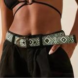Free People Accessories | Free People Small Belt Moving To Mars In Green Nwot | Color: Green/White | Size: Small