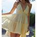 Free People Dresses | Free People 100 Degree Endless Summer Mini Halter Cream Color Dress Size L | Color: Cream | Size: L