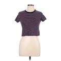 Brandy Melville Short Sleeve T-Shirt: Purple Stripes Tops - Women's Size 10