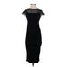 Patty Boutik Casual Dress - Midi Crew Neck Short sleeves: Black Solid Dresses - New - Women's Size Small
