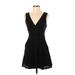 Free People Cocktail Dress - Mini Plunge Sleeveless: Black Print Dresses - Women's Size Medium