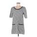 Anthropologie Casual Dress - Shift Scoop Neck Short sleeves: Gray Color Block Dresses - Women's Size Medium