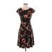 Hail3y Scoop Neck Short sleeves:23 Casual Dress - A-Line Scoop Neck Short sleeves: Black Floral Dresses - Women's Size Small