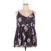 Torrid Casual Dress - A-Line V Neck Sleeveless: Black Floral Dresses - Women's Size 3X Plus