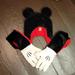 Disney Accessories | Disney Mickey Mouse Attached Winter Hat And Gloves, Kids One Size Fits Most | Color: Black/Red | Size: Osbb