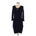 Calvin Klein Casual Dress - Sheath Scoop Neck 3/4 sleeves: Blue Print Dresses - Women's Size Medium