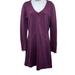 Athleta Dresses | Athleta Ponte Celebration Long Sleeve V Neck Knee Length Dress Moto Purple | Color: Purple/Silver | Size: S