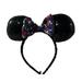 Disney Accessories | Disney Minnie Mouse Headband Sparkle Sequin Black Ears Color Bow Euc | Color: Black | Size: Osg