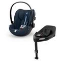 CYBEX Gold Babyschale Cloud G i-Size und CYBEX Gold ISOFIX Basis, Base G, Inkl. Neugeboreneneinlage, ab Geburt bis ca. 24 Monate, Für Kinder ab 40 cm bis 87 cm, Max. 13 kg, Ocean Blue Plus