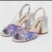 Zara Shoes | Ladies Zara Silver Sandals With Chunky Heel.. | Color: Silver | Size: 39