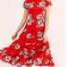 Free People Dresses | Free People Red Rita Tiered Midi Dress Small | Color: Red/White | Size: S