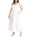 Plus Size Women's Mixed Fabric Tank Dress by ELOQUII in White (Size 30)