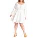 Plus Size Women's Puff Sleeve Linen Mini Dress by ELOQUII in Pearl (Size 18)