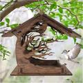 Gabrielle Mangeoire Oiseaux Exterieur en Bois,Maison Oiseaux, Mangeoire à Oiseaux, Distributeur