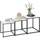 Homcom - Lot de 3 tables basses gigognes carrées style contemporain - acier noir panneaux aspect