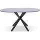 Marui - Table à manger ovale en bois et métal avec pied central Kiso 150x90 cm - gris effet bois