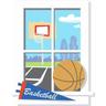 Basketball - Stickers repositionnables terrain de basketball 102x69