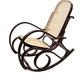 Jamais utilisé] Rocking-chair fauteuil à bascule, couleur noyer, rotin - brown