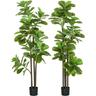 Ficus Lutea artificiels 1,80H m - lot de 2 ficus artificiels - 120 feuilles réalistes par pied