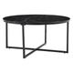 Table basse ronde lorie Métal noir plateau en verre marbré Noir D90 cm