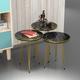 Set de 3 tables d'appoint Ry rondes gigognes noir or [en.casa] multicolore