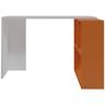 Bureau d'angle avec étagère bois blanc et orange Kaliopa 120cm