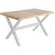 Table à manger rectangulaire extensible en bois coloris chêne / pieds blanc - Longueur 140 -220 x