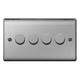BG Nexus NBS Range Brushed Steel Switches & Sockets - Full Range of Matching Items (4 Gang Dimmer Switch)