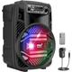 Pyle Bluetooth PA Musikbox, Partybox, Karaoke Maschine, Soundbox, Bluetooth Lautsprecher Groß, Musikanlage 300W, 8” Subwoofer, mobiles PA System, Akku, USB/MP3,AUX, Mic/Guitar Input, FM, Party Lichter