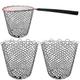 Ribbonlic 2 Pcs Rubber Fishing Net Diameter 21.5 Inches Depth 19.7 Inches Fishing Landing Net Black Fish Netting Without Handle Replacement Fishing Net Foldable Mesh Net for Freshwater Saltwater