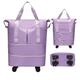 Expandable Foldable Luggage Rolling Duffel Travel Bag Waterproof Suitcases without Telescoping Handle, purple, Suitcase With Spinner Wheels