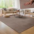 Paco Home Living Room Rug Fluffy Washable in Short Pile Soft, Size:80x150 cm, Colour:Taupe