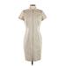 Lafayette 148 New York Casual Dress - Sheath High Neck Short sleeves: Tan Solid Dresses - Women's Size 2