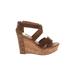 REPORT Wedges: Brown Print Shoes - Women's Size 5 1/2 - Open Toe