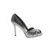 Stuart Weitzman Heels: Slip-on Stiletto Cocktail Party Silver Solid Shoes - Women's Size 8 - Peep Toe