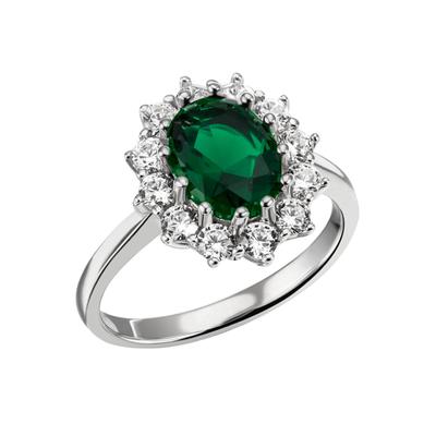 Fingerring FIRETTI "Schmuck Geschenk Silber 925 Silberring Lady D handgefertigt" Gr. 54, grün (silberfarben, smaragdgrün, kristallweiß, smaragdgrün, kristallweiß), Fingerringe, Damen, 54, Silber 925 (Sterlingsilber), 2,1mm, mit Glasstein, Zirkonia... Image