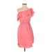 H By Halston Casual Dress - Party One Shoulder Short sleeves: Pink Solid Dresses - Women's Size X-Small
