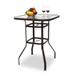 31 Inch Tempered Glass Tabletop Square Patio Bar Table with Umbrella Hole - N/A