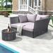 Outdoor Sunbed Daybed Set, Double Chaise Lounger with Coffee Table