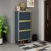 Natural Rattan 3 Door Shoe Rack, Freestanding Modern Shoe Storage Cabinet