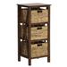 Costway 1/2 PCS 3-Tier Nightstand with 3 Seagrass Baskets Rubber Wood