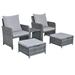 5 Pieces Patio Conversation Set with Cushions Coffee Table and 2 Ottomans