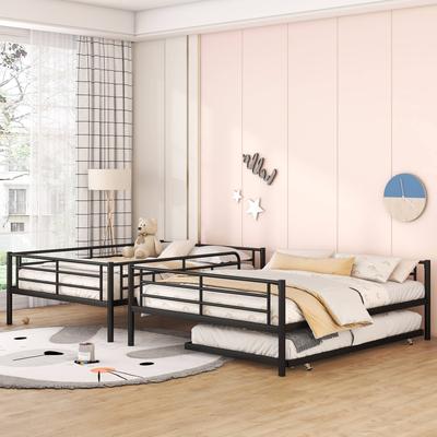 Full XL Over Queen Metal Bunk Bed with Trundle